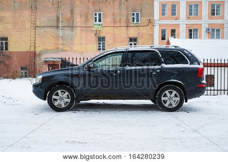 Smolensk, Russia - December 01, 2016: New luxury Volvo XC 90 parked in winter street.