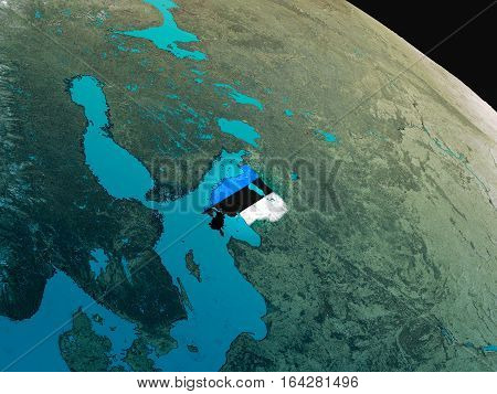 Flag Of Estonia From Space