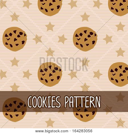 Chocolate chip cookies and stars pattern - vector design