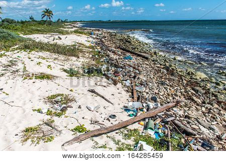 Mexico Coastline ocean Pollution Problem with plastic litter 5