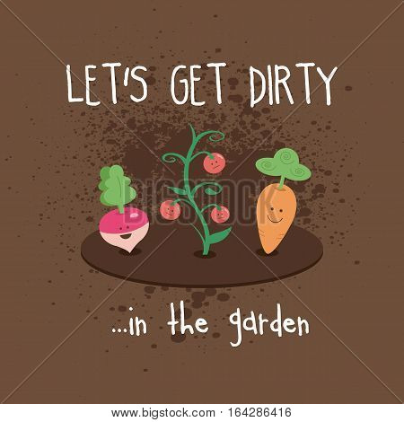 Dirty Garden Kawaii Cute Vegetables Turnip Carrot Tomatoes