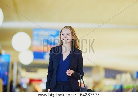 Young Business Woman In International Airport