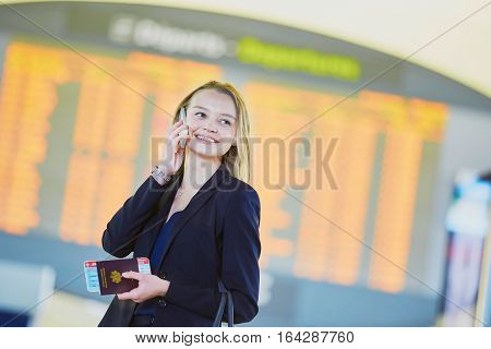 Young Business Woman In International Airport