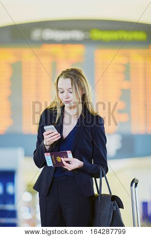 Young Business Woman In International Airport
