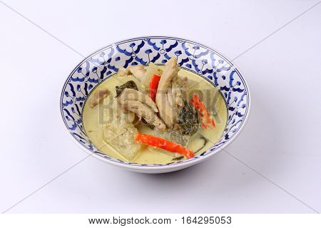Green Chicken Curry In Coconut Milk With Winter Melon .