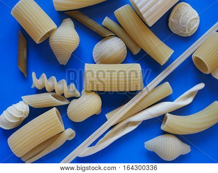 Traditional Italian Pasta, Blue Background