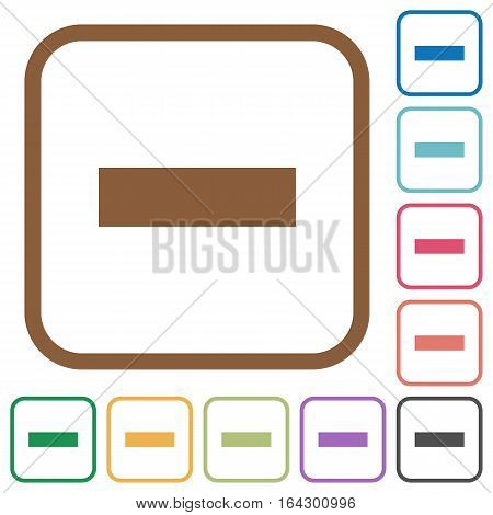 Remove simple icons in color rounded square frames on white background