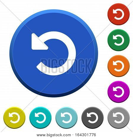 Undo changes round color beveled buttons with smooth surfaces and flat white icons