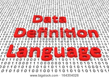 data definition language in the form of binary code, 3D illustration