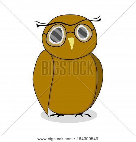 Wise owl with glasses. Bird owl vector illustration owl isolated