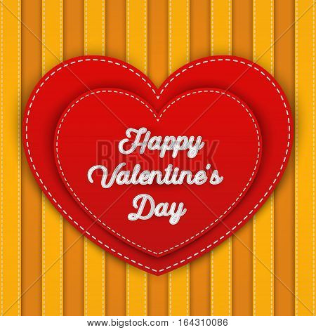 Double Red Heart With Happy Valentine's Day Word