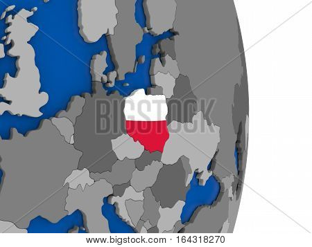Poland On Globe With Flag