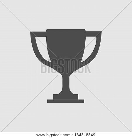 Trophy cup vector icon eps 10. Simple black symbol isolated on grey background.