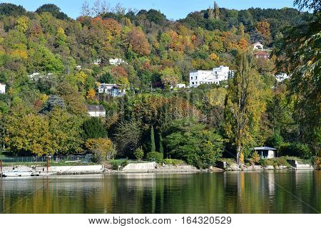 Meulan France - october 31 2016 : the picturesque city in autumn
