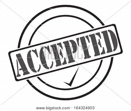 A black accepted stamp seal of approval isolated on a white background