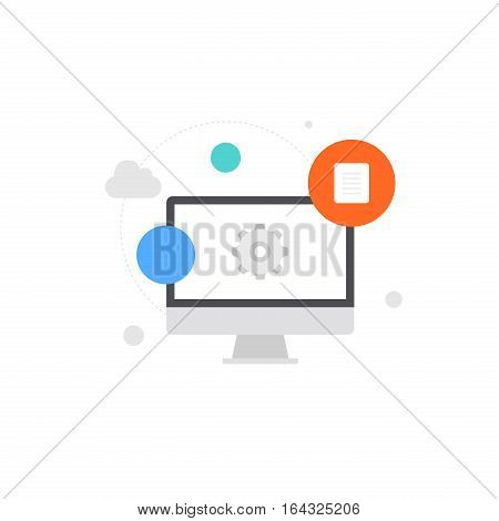 Computer Repair Screen Gear Colorful Flat Vector Illustration