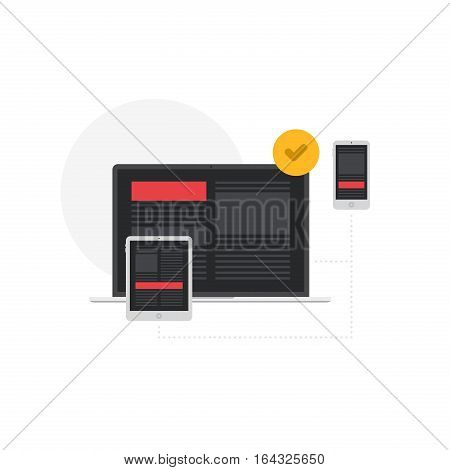 Responsive Adaptive Interface on Devices Screen Flat Vector Illustration