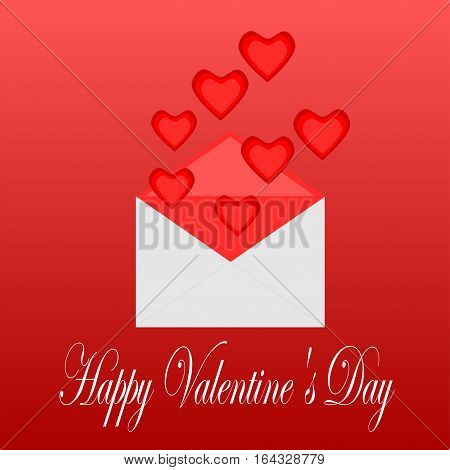 Happy Valentine's Day, Hearts in Mail Envelope