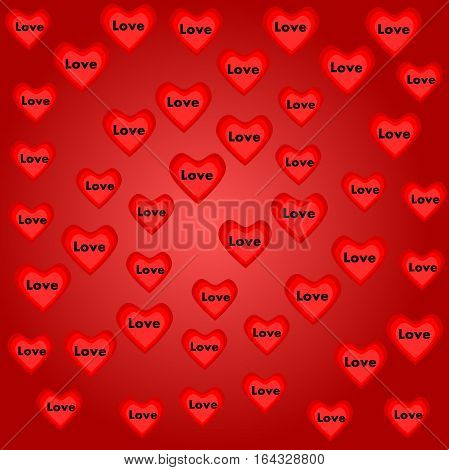 Valentines day backdrop. Valentines day background with hearts and love text. Wallpaper on Valentines day with heart. Art backdrop for Valentines day.