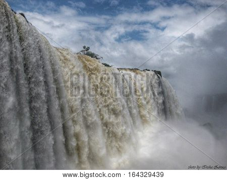 Waterfall Foz do Iguaçu located on border between Brazil and Argentina.