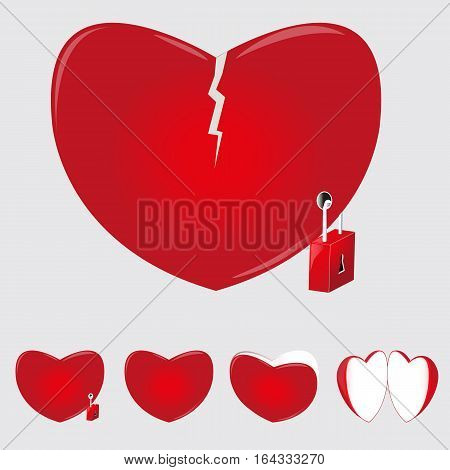 Different designs of hearts illustrator design set
