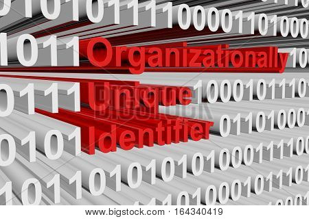 Organizationally Unique Identifier in the form of binary code, 3D illustration