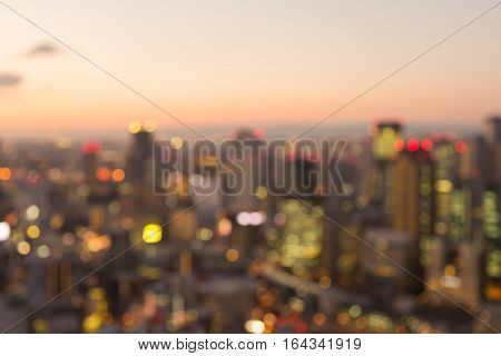 Nights blurred bokeh Osaka city downtown abstract background