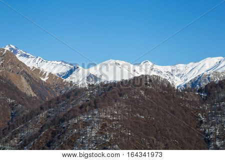 mountains in the snow in Gabala Azerbaijan