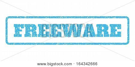 Light Blue rubber seal stamp with Freeware text. Vector message inside rounded rectangular shape. Grunge design and dirty texture for watermark labels. Horisontal sticker on a white background.