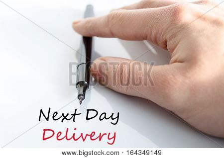 Next day delivery text concept isolated over white background