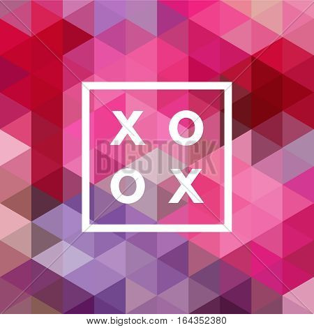 Romantic love XOXO minimal logo in outline frame, vintage modern label on geometric background. Retro package template. Trend layout, art print. Valentine day greeting card