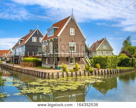 Historic Waterfront Houses Along Canal