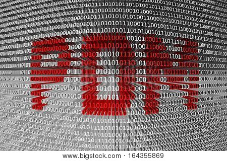 PDM in the form of binary code, 3D illustration
