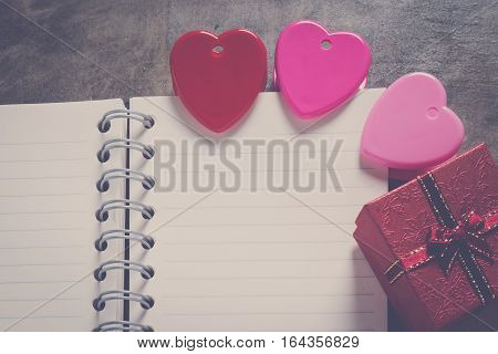 Valentine's Day Background,red Heart With Red White Rose ,ribbon And Present Box