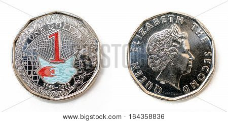 East Caribbean States One Dollar coin - obverse and reverse.