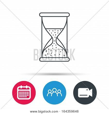 Hourglass icon. Sand time sign. Half an hour symbol. Group of people, video cam and calendar icons. Vector
