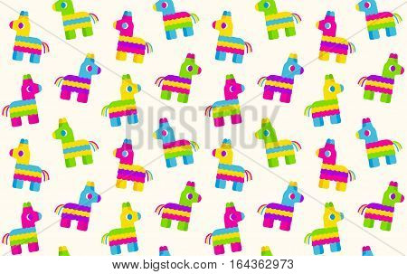 Seamless pattern of cartoon pinatas. Tileable vector background.