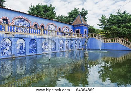 Landgraaf, Netherlands - July 12 2016: The Palacio dos Marquises de Fronteira in Lisbon was the inspiration for this garden and gallery.