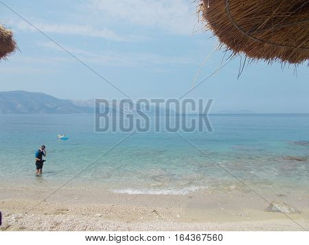 A tipical beach at Valona in south Albania