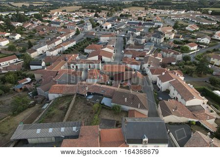 view from the tower of the church of the village of Saint-Michel-Mont-Mercure in France