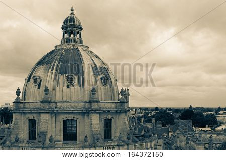 Amazing photo with Radcliffe Camera Oxford University. Overview with famous dome Oxford University library.