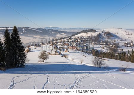 Mountain winter landscape of Podhale in Poland