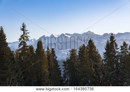 Winter landscape of Tatra Mountains. View from the summit of Czarna Gora.