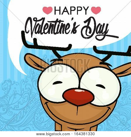Valentines day greeting card with funny animal character.