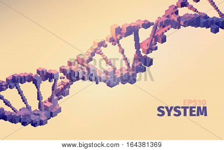 System illustration. 3d vector abstract background. Cube elements. Boxes structure. Web banner