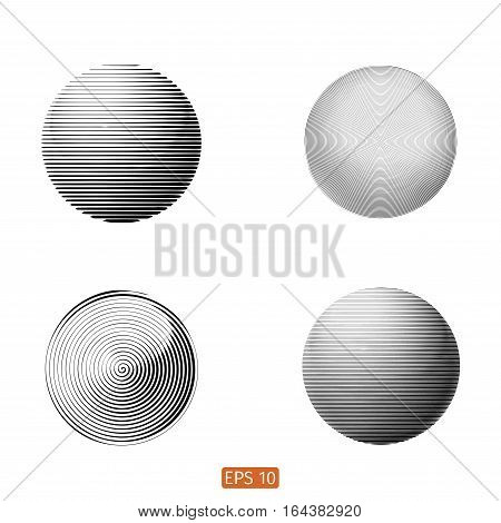 Set Of Abstract Spiral Element. Swirling, Twirling Shape. Vector. No Gradient