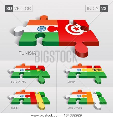 India puzzle part joint with Tunisia, Burkina Faso, Ghana, Guinea, Cote d'Ivoire.