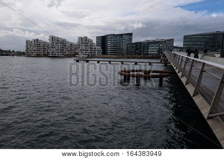 Modern architecture near the water in Copenhagen, Denmark