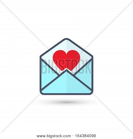 Envelope with Valentine Heart vector isolated illustration.