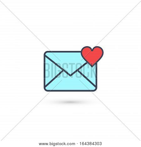 Envelope with Valentine Heart, vector isolated illustration.